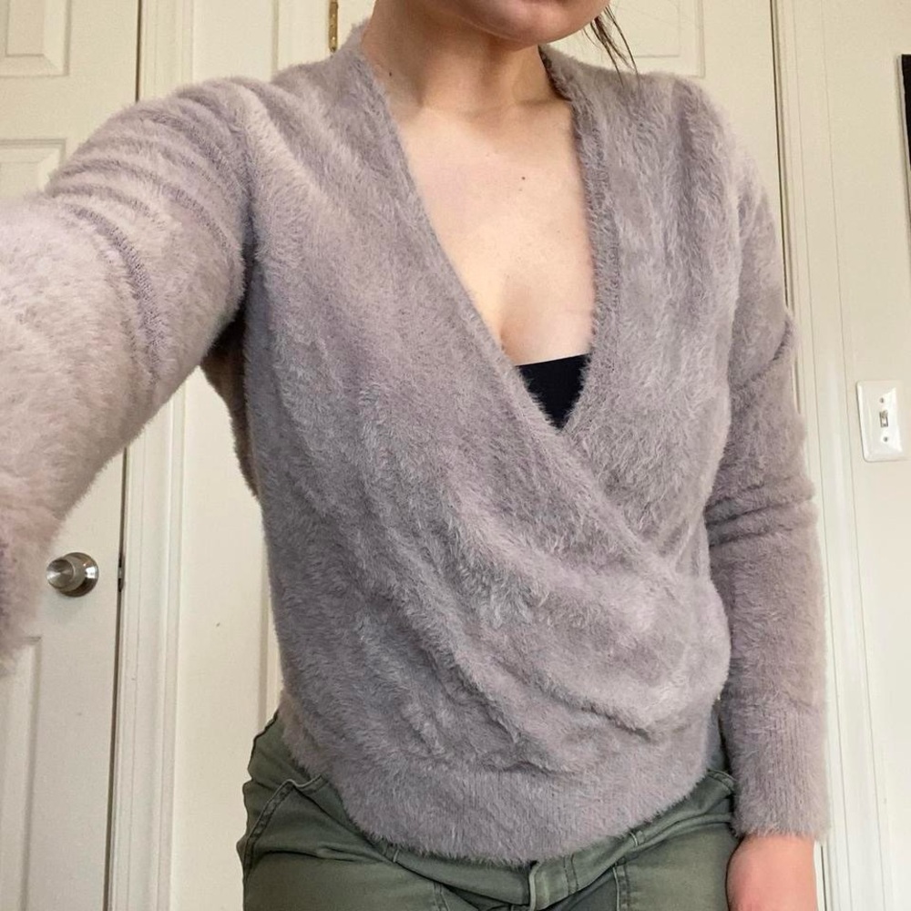 banana republic fuzzy wrap sweater